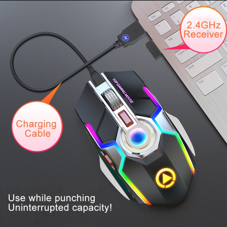 YINDIAO A5 2.4GHz 1600DPI 3-modes Adjustable Rechargeable RGB Light Wireless Silent Gaming Mouse (Grey) - Wireless Mice by YINDIAO | Online Shopping UK | buy2fix