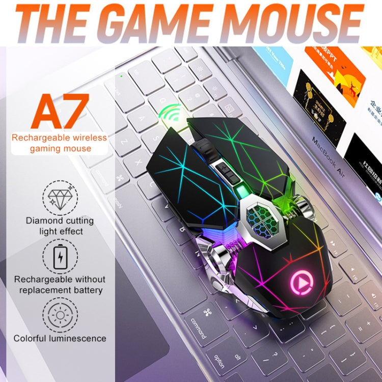 YINDIAO A7 2.4GHz 1600DPI 3-modes Adjustable 7-keys Rechargeable RGB Light Wireless Silent Gaming Mouse (White) - Wireless Mice by YINDIAO | Online Shopping UK | buy2fix