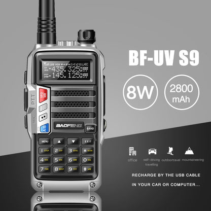 Baofeng BF-UV5R Plus S9 FM Interphone Handheld Walkie Talkie, US Plug (Silver) - Consumer Electronics by BAOFENG | Online Shopping UK | buy2fix