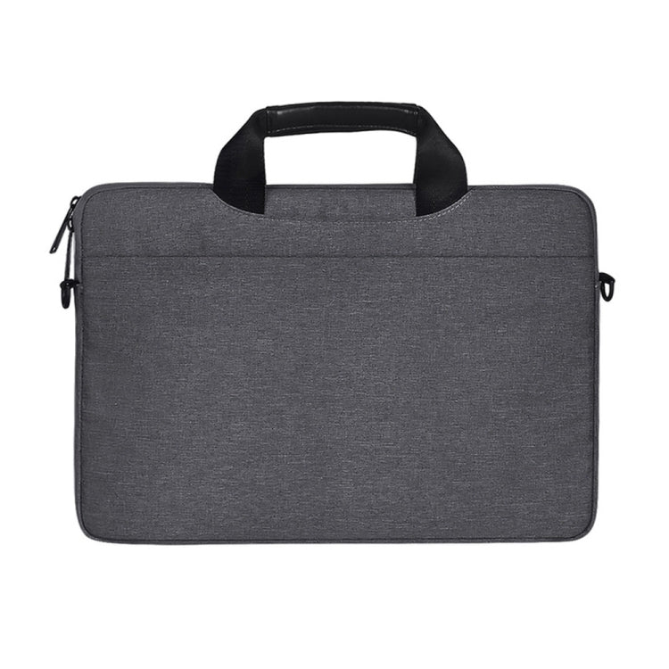 15.6 inch Breathable Wear-resistant Fashion Business Shoulder Handheld Zipper Laptop Bag with Shoulder Strap (Dark Gray) - 14.1 inch by buy2fix | Online Shopping UK | buy2fix