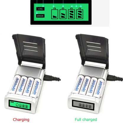 AC 100-240V 4 Slot Battery Charger for AA & AAA Battery, with LCD Display, UK Plug - Charger & Converter by buy2fix | Online Shopping UK | buy2fix