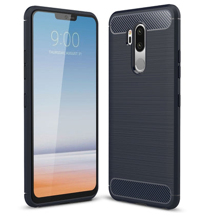 For LG G7 ThinQ Brushed Texture Carbon Fiber Shockproof TPU Protective Back Case (Navy Blue) - LG by buy2fix | Online Shopping UK | buy2fix