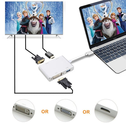 4 in 1 Hub USB-C / Type-C to VGA & DVI & HDMI & USB Adapter - Audio Adapter by buy2fix | Online Shopping UK | buy2fix