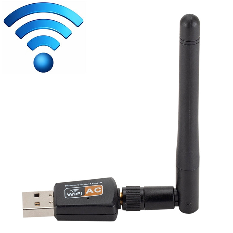 600Mbps 2.4GHz + 5Hz AC Dual Band USB WIFI Adapter with Antenna - USB Network Adapter by buy2fix | Online Shopping UK | buy2fix