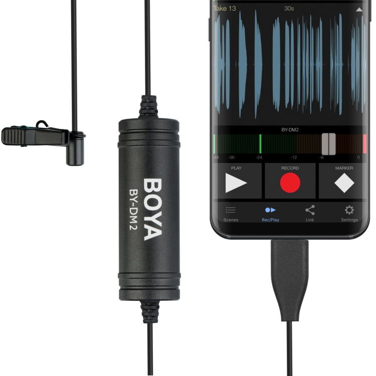 BOYA BY-DM2 USB-C / Type-C Broadcast Lavalier Condenser Microphone with Windscreen for Android Phones / Tablets (Black) - Camera Microphone by BOYA | Online Shopping UK | buy2fix