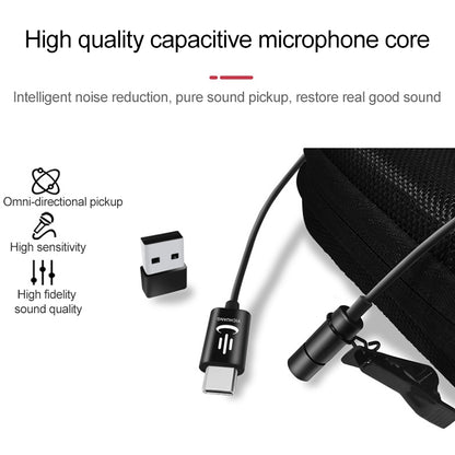 YICHUANG YC-VM30 USB-C / Type-C Dual Modes Lavalier Recording Microphone, Cable Length: 6m - Consumer Electronics by YICHUANG | Online Shopping UK | buy2fix