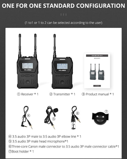 YELANGU YLG9929C MX4 Dual-Channel 100CH UHF Wireless Microphone System with Transmitter and Receiver for DSLR Cameras and Video Cameras(Black) - Consumer Electronics by YELANGU | Online Shopping UK | buy2fix