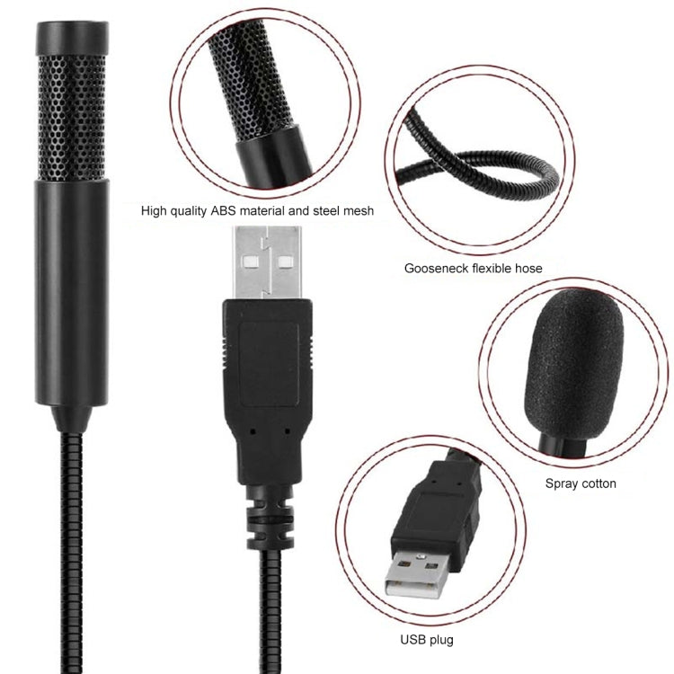 Yanmai SF-558 Mini Professional USB Studio Stereo Condenser Recording Microphone, Cable Length: 15cm (Black) - Microphone by Yanmai | Online Shopping UK | buy2fix