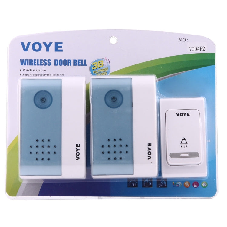 VOYE V004B2 Wireless Smart Music Home Doorbell with Dual Receiver, Remote Control Distance: 120m (Open Air) - Wireless Doorbell by VOYE | Online Shopping UK | buy2fix