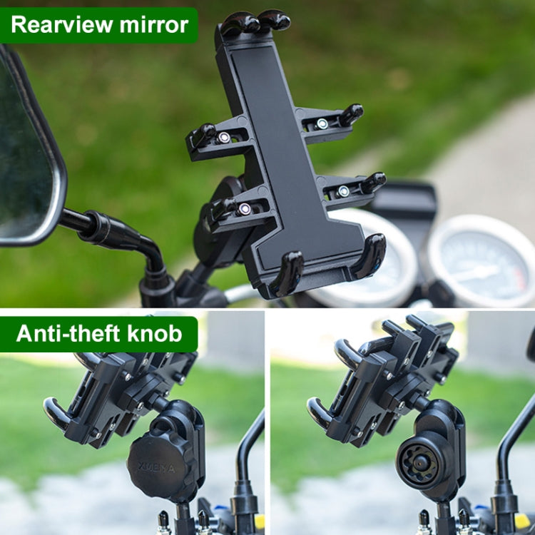 U-shaped Bolt Ball-Head Motorcycle Handlebar Multi-function Eight-jaw Aluminum Phone Navigation Holder Bracket with Anti-theft Knobs - Holder by buy2fix | Online Shopping UK | buy2fix