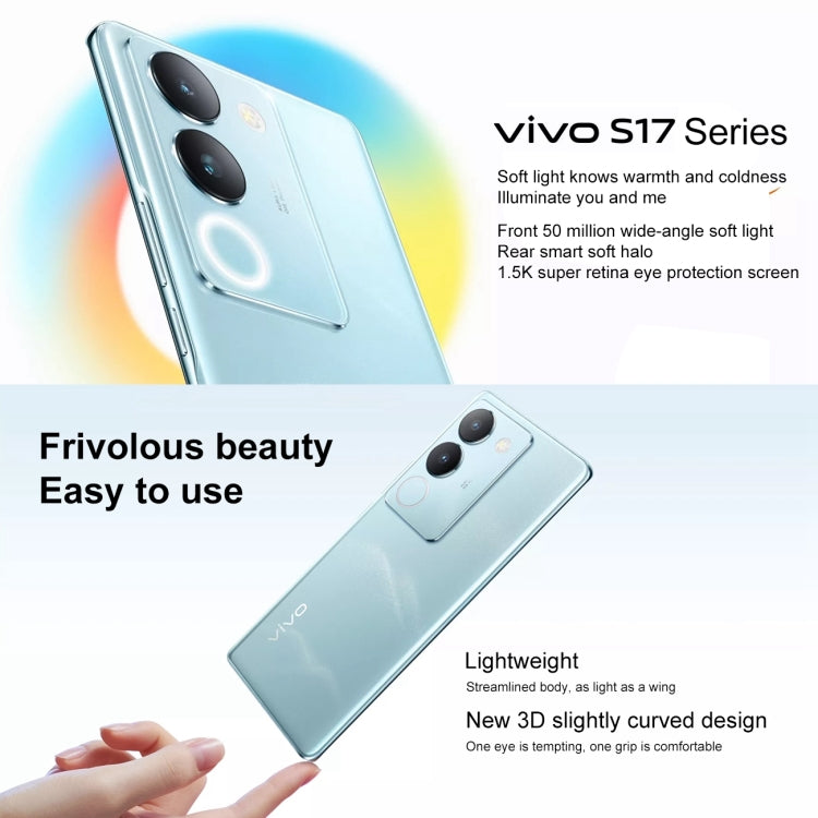 vivo S17 5G, 50MP Camera, 12GB+ 256GB, Dual Back Cameras, Screen Fingerprint Identification, 4600mAh Battery, 6.78 inch Android 13 OriginOS 3 Snapdragon 778G+ Octa Core up to 2.5GHz, OTG, NFC, Network: 5G (Blue) - vivo by vivo | Online Shopping UK | buy2fix