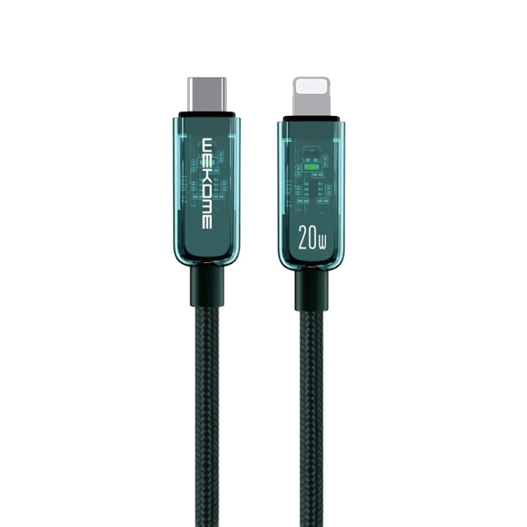 WK WDC-181 PD 20W Pioneer Series USB-C/Type-C to 8 Pin Transparent Fast Charge Data Cable, Length:1m (Green) - 2 in 1 Cable by WK | Online Shopping UK | buy2fix