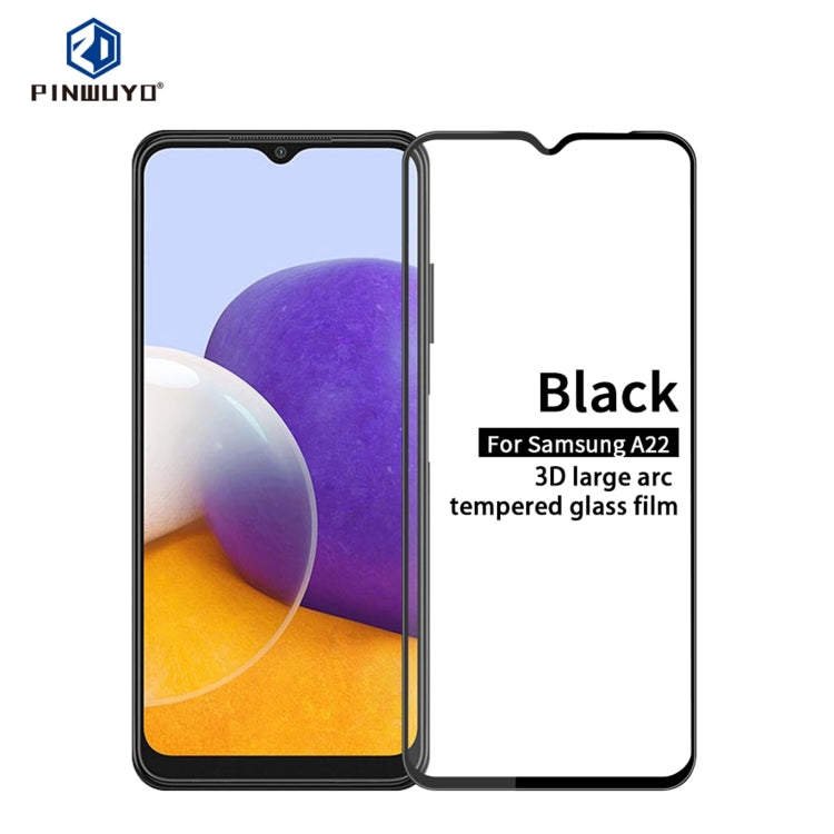 For Samsung Galaxy A22 4G PINWUYO 9H 3D Curved Full Screen Explosion-proof Tempered Glass Film(Black) (Black) - Galaxy Tempered Glass by PINWUYO | Online Shopping UK | buy2fix