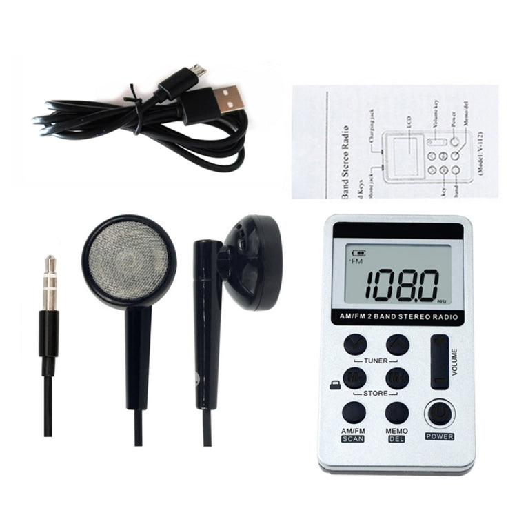 Portable AM / FM Two Bands Rechargeable Stereo Radio Mini Receiver with & LCD Screen & Earphone Jack & Lanyard (White) - Consumer Electronics by buy2fix | Online Shopping UK | buy2fix