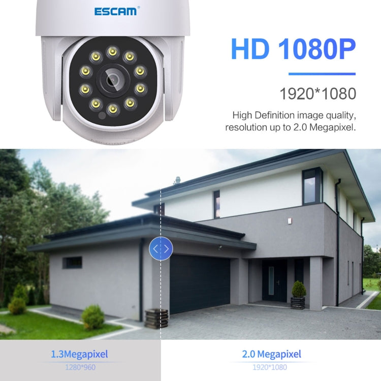 ESCAM PT202 HD 1080P PAN / Tilt / Zoom AI Humanoid Detection WiFi IP Camera, Support Night Vision / TF Card / Two-way Audio(EU Plug) - Security by ESCAM | Online Shopping UK | buy2fix