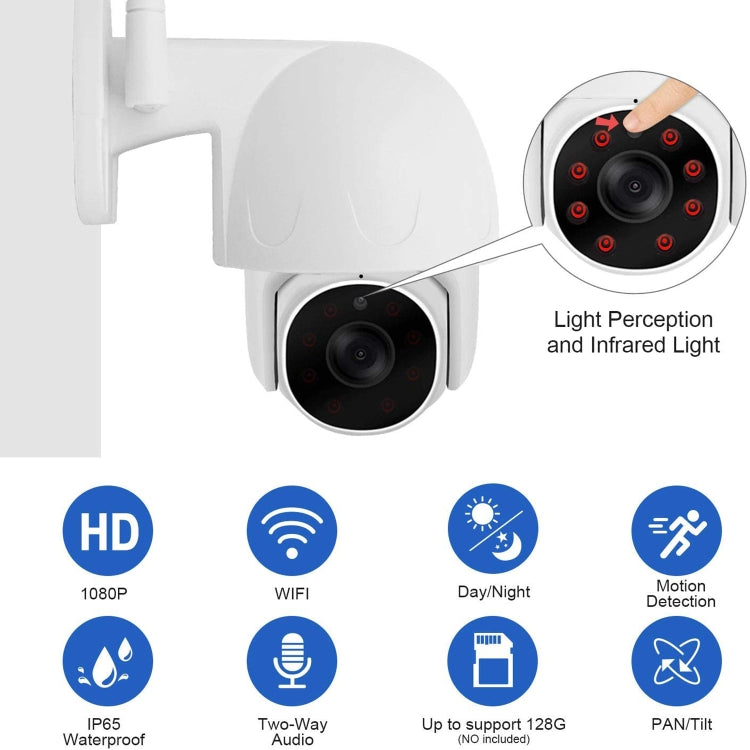 Tuya QX45 1080P Full HD IP65 Waterproof 2.4G Wireless IP Camera, Support Amazon Alexa & Google Home & Motion Detection & Two-way Audio & Night Vision & TF Card, US Plug - Security by buy2fix | Online Shopping UK | buy2fix