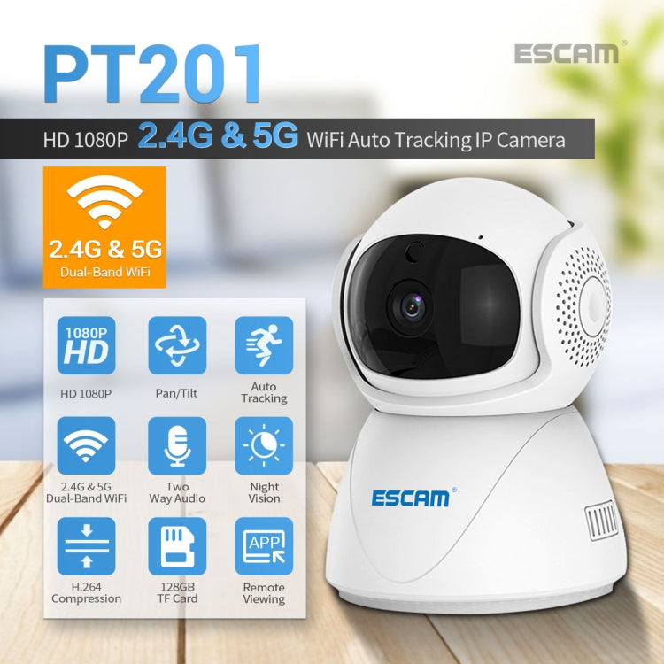 ESCAM PT201 HD 1080P Dual-band WiFi IP Camera, Support Night Vision / Motion Detection / Auto Tracking / TF Card / Two-way Audio, AU Plug - Security by ESCAM | Online Shopping UK | buy2fix