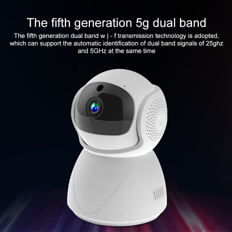 ZAS-5G01 1080P Home 5G WiFi Dual-band Panoramic Camera with 128GB TF Card, Support IR Night Vision & AP Hot Spot & Designated Alarm Area, EU Plug - Security by buy2fix | Online Shopping UK | buy2fix