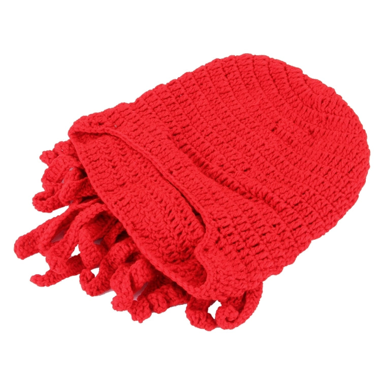 Amurleopard Unisex Barbarian Knit Beanie Octopus Tentacle Cap Winter Warm Face Mask Crochet Hat(Red) - Protective Helmet & Masks by buy2fix | Online Shopping UK | buy2fix