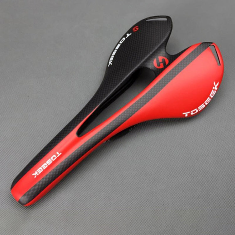 TOSEEK Road Bike Carbon Fiber Seat Bicycle Hollow Seat Saddle, 3K Texture + Extinction(Red) - Outdoor & Sports by TOSEEK | Online Shopping UK | buy2fix