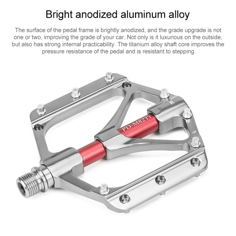 PROMEND PD-M82-TI 1 Pair Mountain Bicycle Titanium Alloy Shaft 3-Bearings Wide Pedals (Silver) - Outdoor & Sports by PROMEND | Online Shopping UK | buy2fix