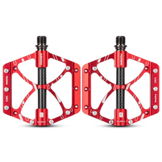 PROMEND PD-M52C 1 Pair Bicycle Aluminum Alloy + Carbon Fiber Tube Bearing Pedals (Red) - Outdoor & Sports by PROMEND | Online Shopping UK | buy2fix