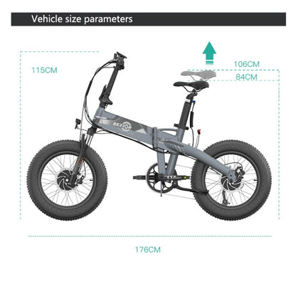 [EU Warehouse] BEZIOR XF005 500W 36V / 16Ah Dual Motor Folding Electric Bicycle with 20 inch Tires, EU Plug(Grey) - Electric Bicycles by BEZIOR | Online Shopping UK | buy2fix