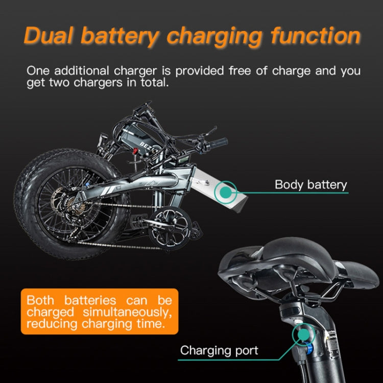 [EU Warehouse] BEZIOR XF005 500W 36V / 16Ah Dual Motor Folding Electric Bicycle with 20 inch Tires, EU Plug(Grey) - Electric Bicycles by BEZIOR | Online Shopping UK | buy2fix