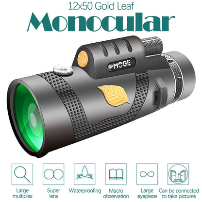 Moge 12x50 Professional HD Monocular Night Vision Telescope With Tripod - Outdoor & Sports by buy2fix | Online Shopping UK | buy2fix