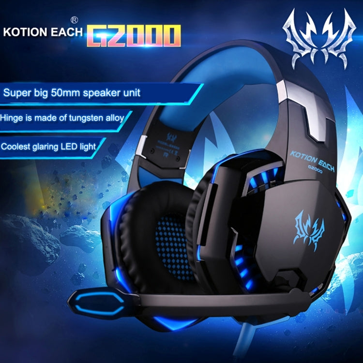 KOTION EACH G2000 Over-ear Game Gaming Headphone Headset Earphone Headband with Mic Stereo Bass LED Light for PC Gamer,Cable Length: About 2.2m(Orange + Black) - Multimedia Headset by KOTION EACH | Online Shopping UK | buy2fix