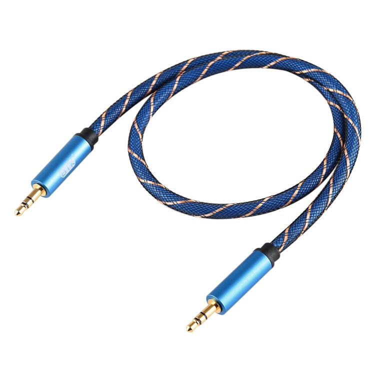 EMK 3.5mm Male to Male Grid Nylon Braided Audio Cable for Speaker / Notebooks / Headphone, Length: 0.5m(Blue) - Microphone Audio Cable & Connector by EMK | Online Shopping UK | buy2fix