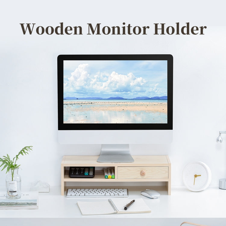 ORICO MSR-04-WD-BP 2-layer Wood Grain Computer Monitor Holder with Partition, Size: 50 x 20 x 13.5cm - Computer & Networking by ORICO | Online Shopping UK | buy2fix