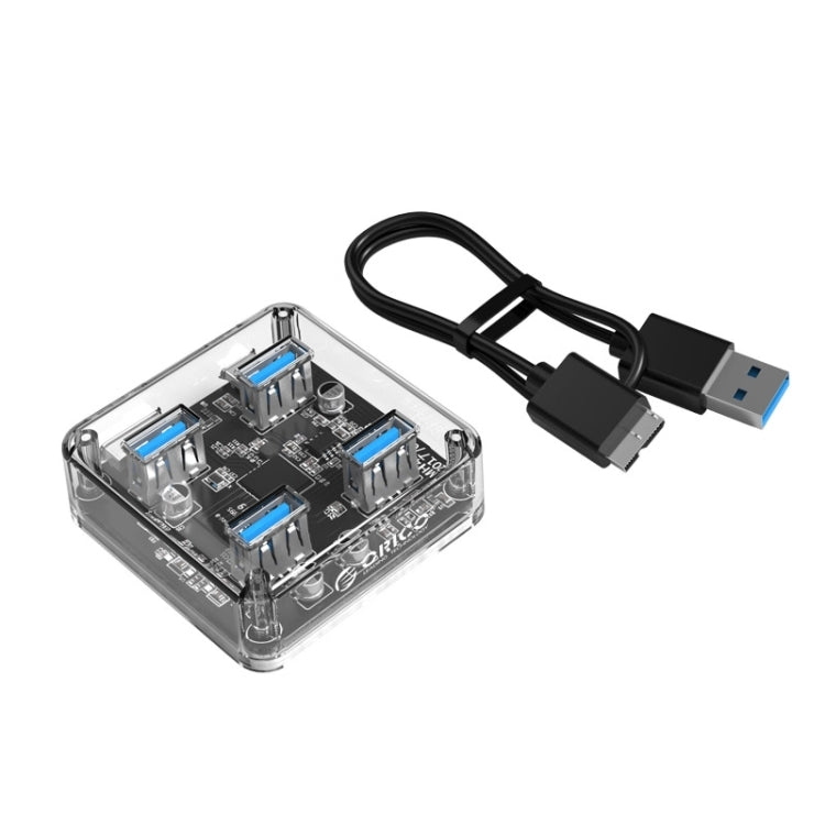 ORICO MH4U-100 USB 3.0 Transparent Desktop HUB with 100cm Micro USB Cable - USB 3.0 HUB by ORICO | Online Shopping UK | buy2fix