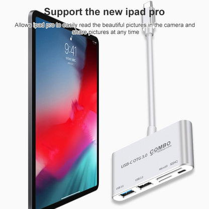 COMBO T-693 5 in 1 USB-C / Type-C to SD / TF / Micro SD Card Slot + USB 3.0 + USB 2.0Ports OTG HUB Card Reader(Silver) - Computer & Networking by buy2fix | Online Shopping UK | buy2fix