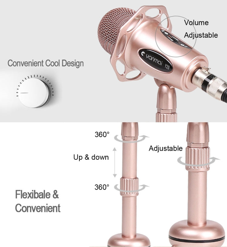 Yanmai Y20 Professional Game Condenser Microphone  with Tripod Holder, Cable Length: 1.8m, Compatible with PC and Mac for  Live Broadcast Show, KTV, etc.(Rose Gold) - Consumer Electronics by Yanmai | Online Shopping UK | buy2fix