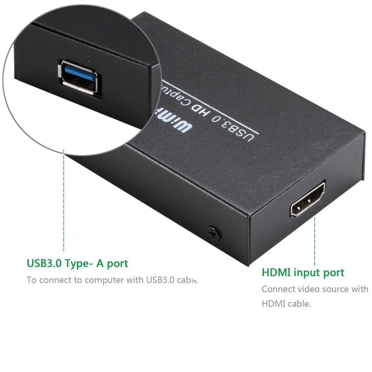 WIMI EC288 USB 3.0 HDMI 1080P Video Capture Device Stream Box, No Need Install Driver (Black) - Consumer Electronics by buy2fix | Online Shopping UK | buy2fix