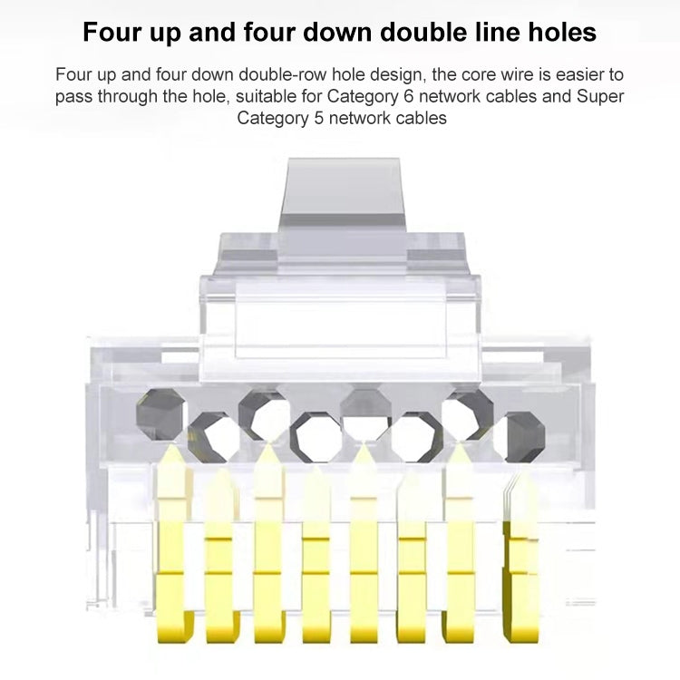 100pcs Cat5e RJ45 Connector Unshielded Pass Through Modular Plug, Gold: 3u -  by buy2fix | Online Shopping UK | buy2fix