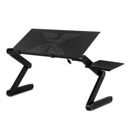 Portable 360 Degree Adjustable Foldable Aluminium Alloy Desk Stand with Mouse Pad for Laptop / Notebook, without CPU Fans(Black) - Laptop Stand by buy2fix | Online Shopping UK | buy2fix