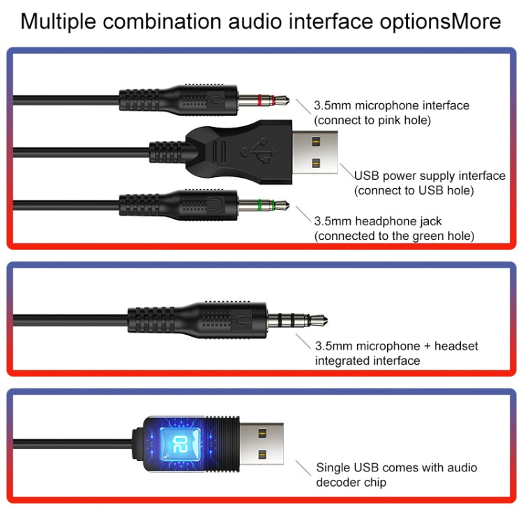 YINDIAO Q3 USB + Dual 3.5mm Wired E-sports Gaming Headset with Mic & RGB Light, Cable Length: 1.67m(Black) - Multimedia Headset by YINDIAO | Online Shopping UK | buy2fix