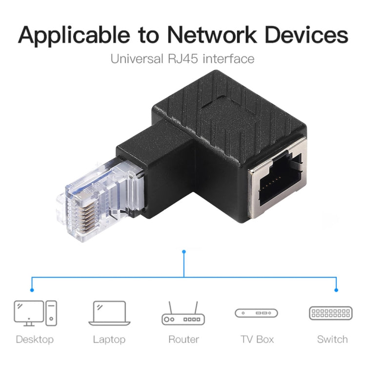 RJ45 Male to Female Converter 90 Degrees Extension Adapter for Cat5 Cat6 LAN Ethernet Network Cable - Lan Cable and Tools by buy2fix | Online Shopping UK | buy2fix