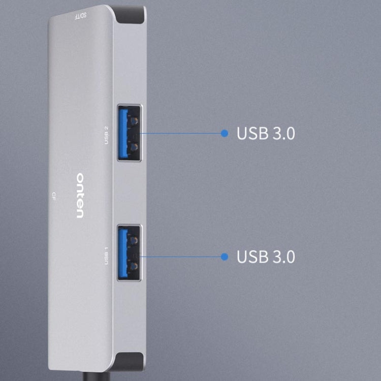 Onten 91882 5 In 1 USB3.0 x3 + SD + TF + CF Type-C / USB-C OTG Multi-function Card Reader - Card Reader by Onten | Online Shopping UK | buy2fix