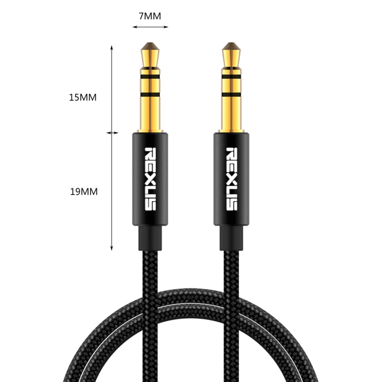 REXLIS 3629 3.5mm Male to Male Car Stereo Gold-plated Jack AUX Audio Cable for 3.5mm AUX Standard Digital Devices, Length: 1m - Aux Cable by REXLIS | Online Shopping UK | buy2fix