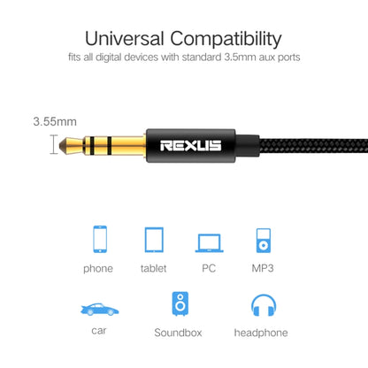 REXLIS 3629 3.5mm Male to Male Car Stereo Gold-plated Jack AUX Audio Cable for 3.5mm AUX Standard Digital Devices, Length: 1m -  by REXLIS | Online Shopping UK | buy2fix