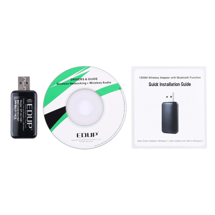 EDUP EP-AC1681 2 in 1 AC1200Mbps 2.4GHz & 5.8GHz Dual Band USB WiFi Adapter External Network Card with Bluetooth 4.1 Function - USB Network Adapter by EDUP | Online Shopping UK | buy2fix