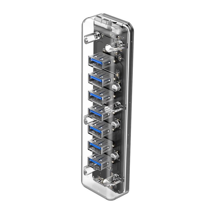 ORICO F7U 7 x USB 3.0 Ports 5Gbps Fast Transmission Desktop HUB with Blue LED Indicator Light (Transparent) - USB 3.0 HUB by ORICO | Online Shopping UK | buy2fix