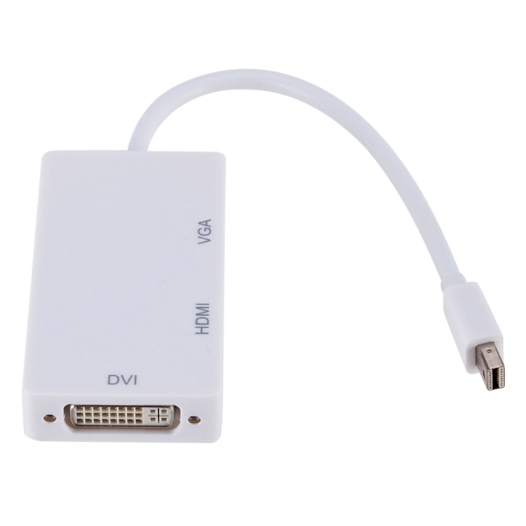 Mini DP to HDMI + DVI + VGA Rectangle Multi-function Converter, Cable Length: 28cm(White) -  by buy2fix | Online Shopping UK | buy2fix