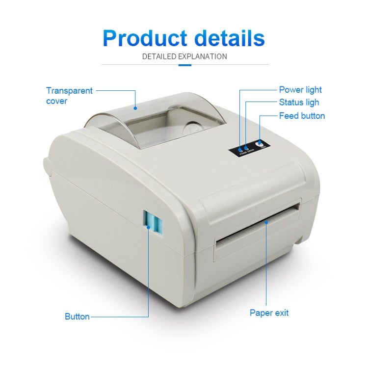 POS-9210 110mm USB +  Bluetooth POS Receipt Thermal Printer Express Delivery Barcode Label Printer, US Plug(White) - Consumer Electronics by buy2fix | Online Shopping UK | buy2fix