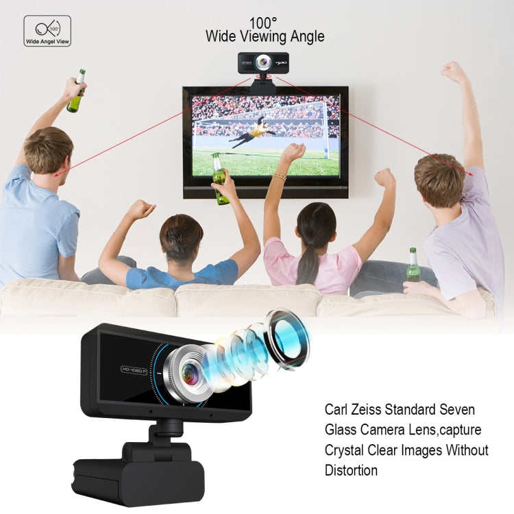 HXSJ S4 1080P Adjustable 180 Degree HD Manual Focus Video Webcam PC Camera with Microphone(Black) - HD Camera by HXSJ | Online Shopping UK | buy2fix