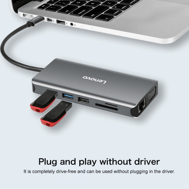 Lenovo LX0801 Pro Type-C / USB-C Network Cable Interface Converter Docking Station - Cable & Adapters by Lenovo | Online Shopping UK | buy2fix