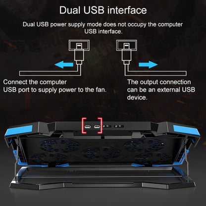 dual USB Ports Five-core Radiator Notebook Computer  Holder (Red) - Computer & Networking by buy2fix | Online Shopping UK | buy2fix